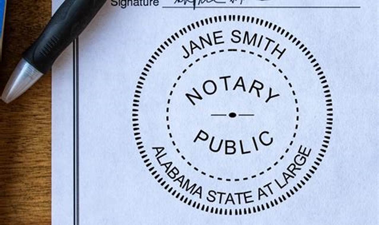 Image showcasing Alabama Notary Stamp Requirements & FAQs